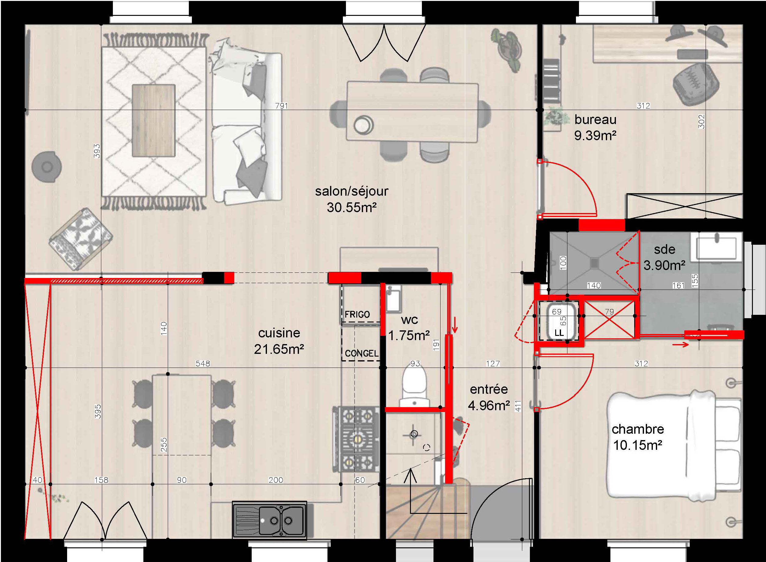 rénovation cuisine et pièce de vie
